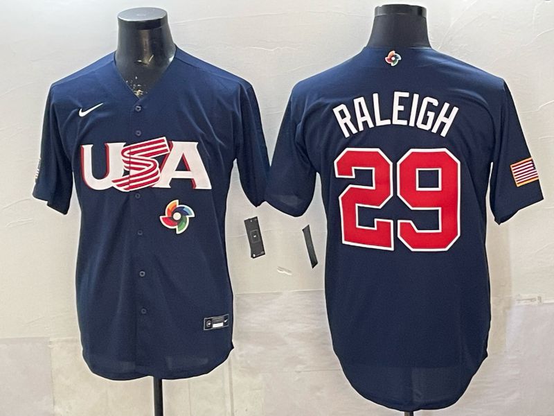 Men 2026 World Cub USA #29 Raleigh Blue Nike MLB Jersey style 03